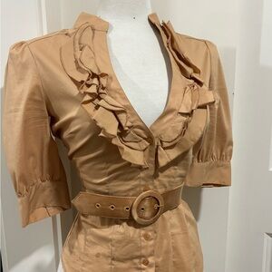 Vintage Bebe Tan Ruffled Blouse